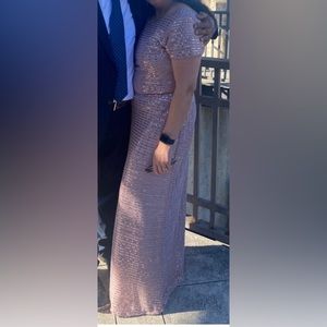 Selling old rose party dress in size 12 hem was fixed